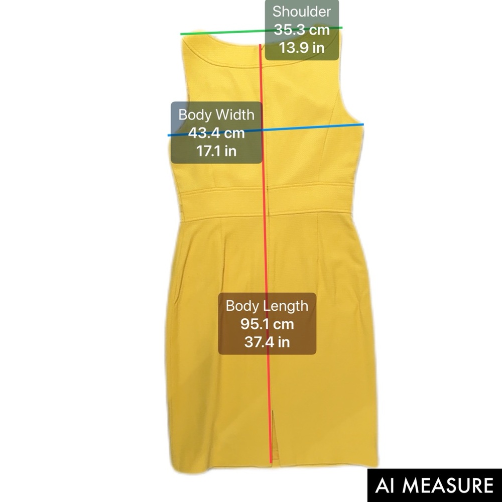 Tahari ASL Dress Golden Yellow Textured Lined Sheath Size 8 - Picture 8 of 9